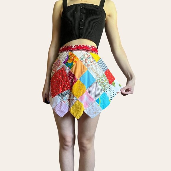 Vintage handmade patchwork skirt/waist apron - Picture 5 of 8